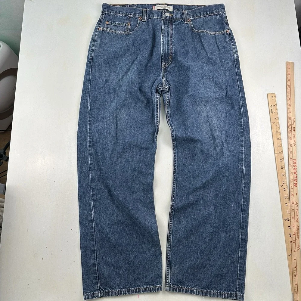 VTG Y2K Levi's 569 Loose Straight Jeans Men 38x32 Blue Baggy Medium Wash Skater